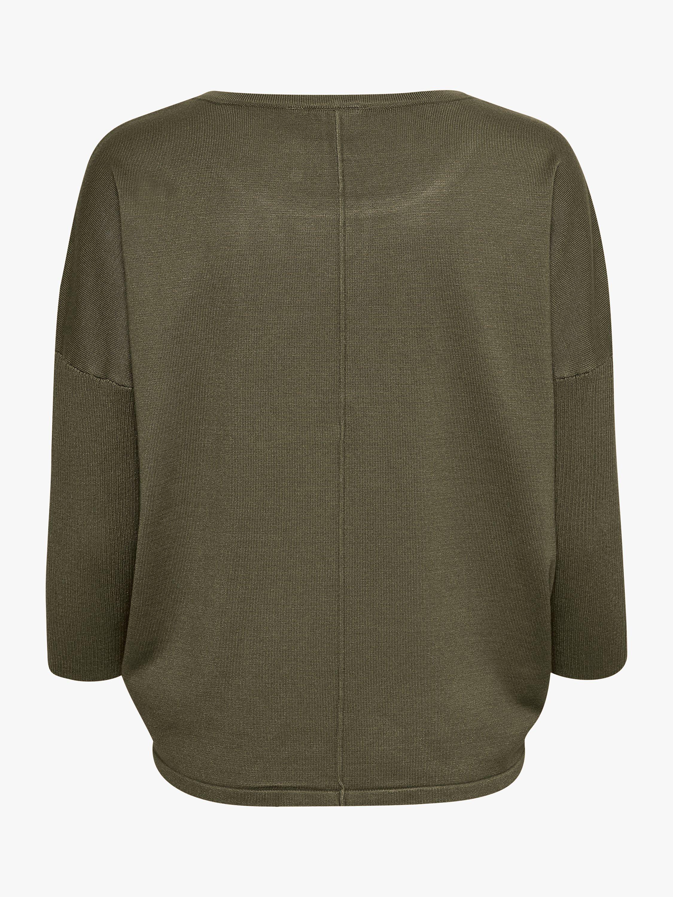 Product image 5 of 5, which shows Saint Tropez Mila 3/4 Sleeve Jumper, Army Green Melange, XS