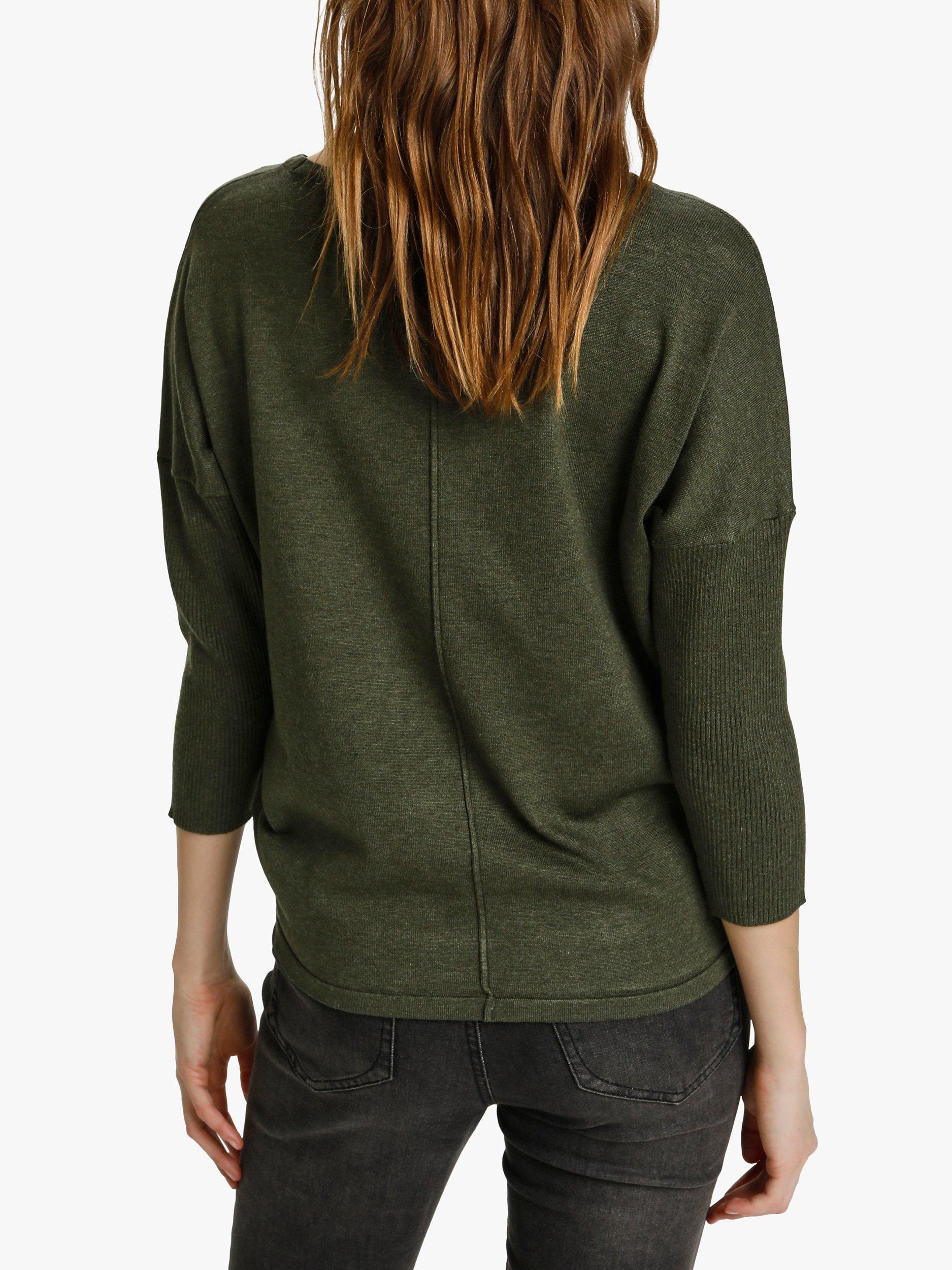 Product image 2 of 5, which shows Saint Tropez Mila 3/4 Sleeve Jumper, Army Green Melange, XS
