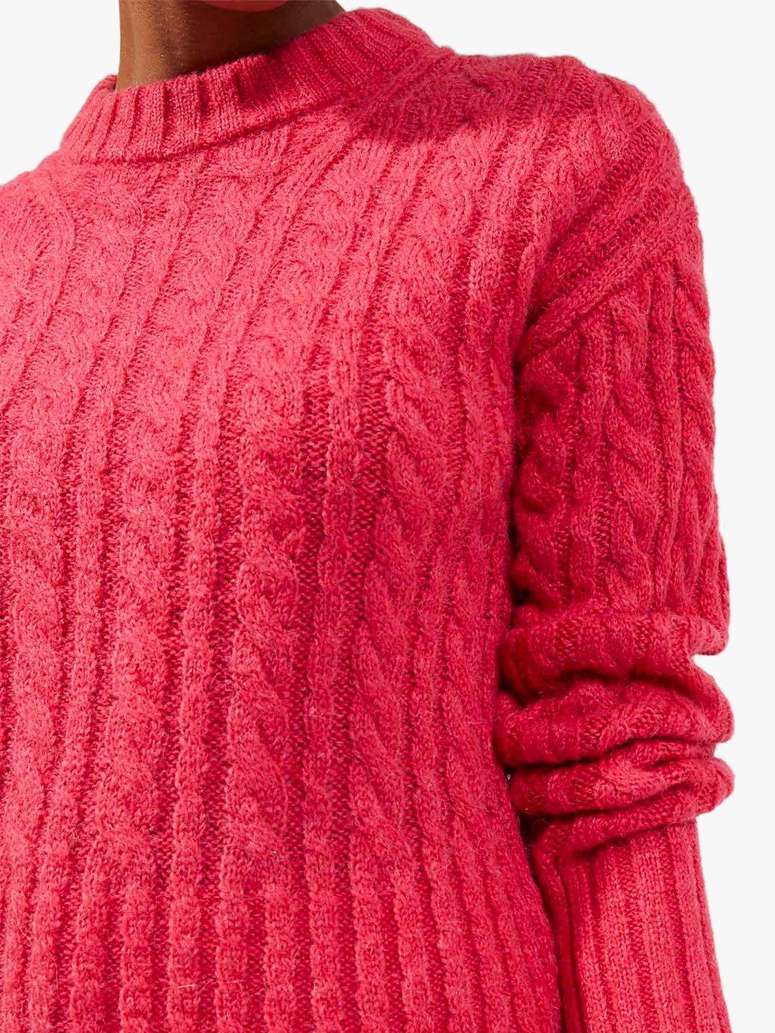 French Connection Jacqueline Cable Knit Jumper, Raspberry, L