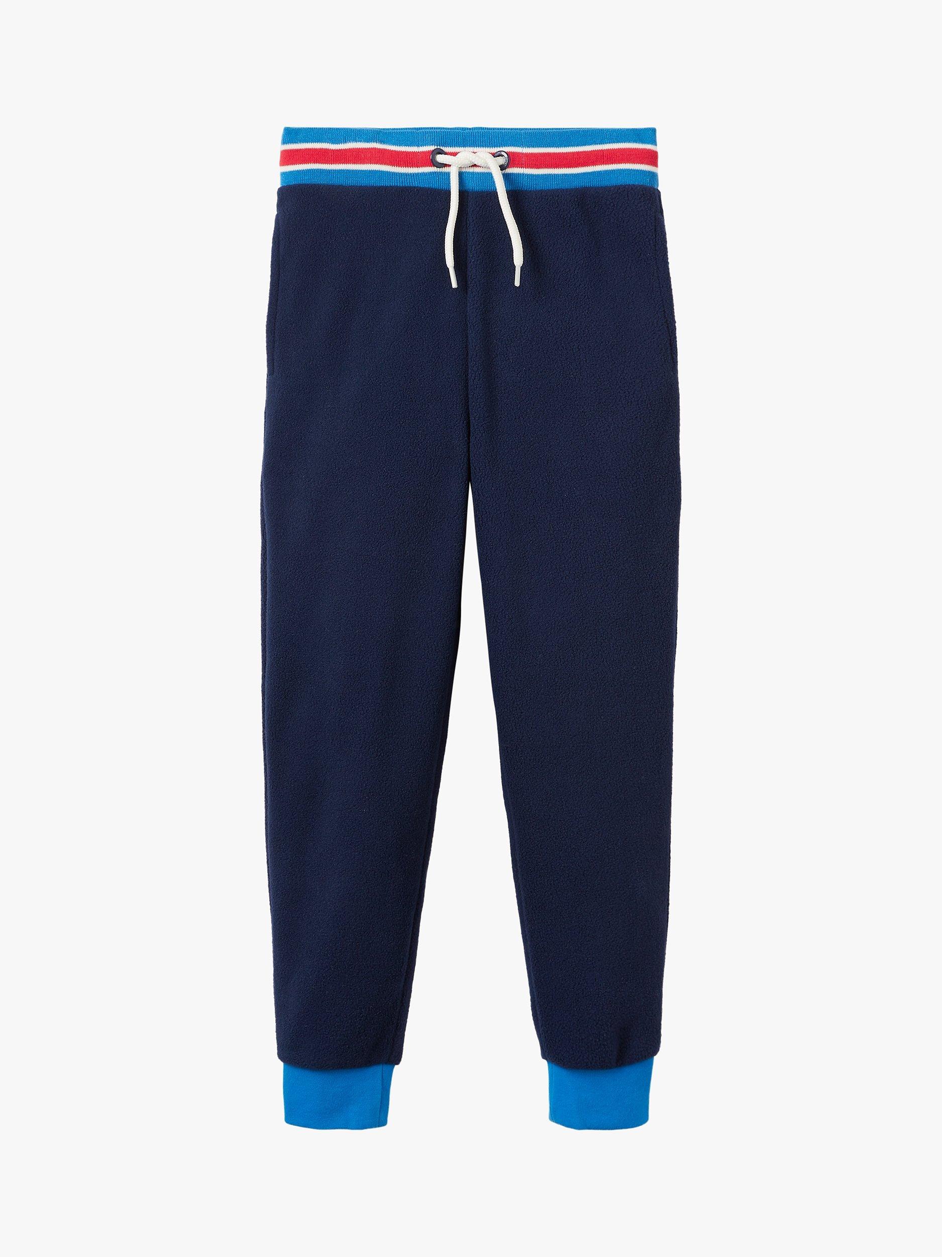 Mini Boden Kids' Colour Block Waistband Fleece Joggers, Navy