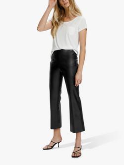 Soaked In Luxury Kaylee Faux Leather Kick Flare Trousers, Black