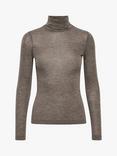 In Wear Fang Roll Neck Wool Top, Brown Melange