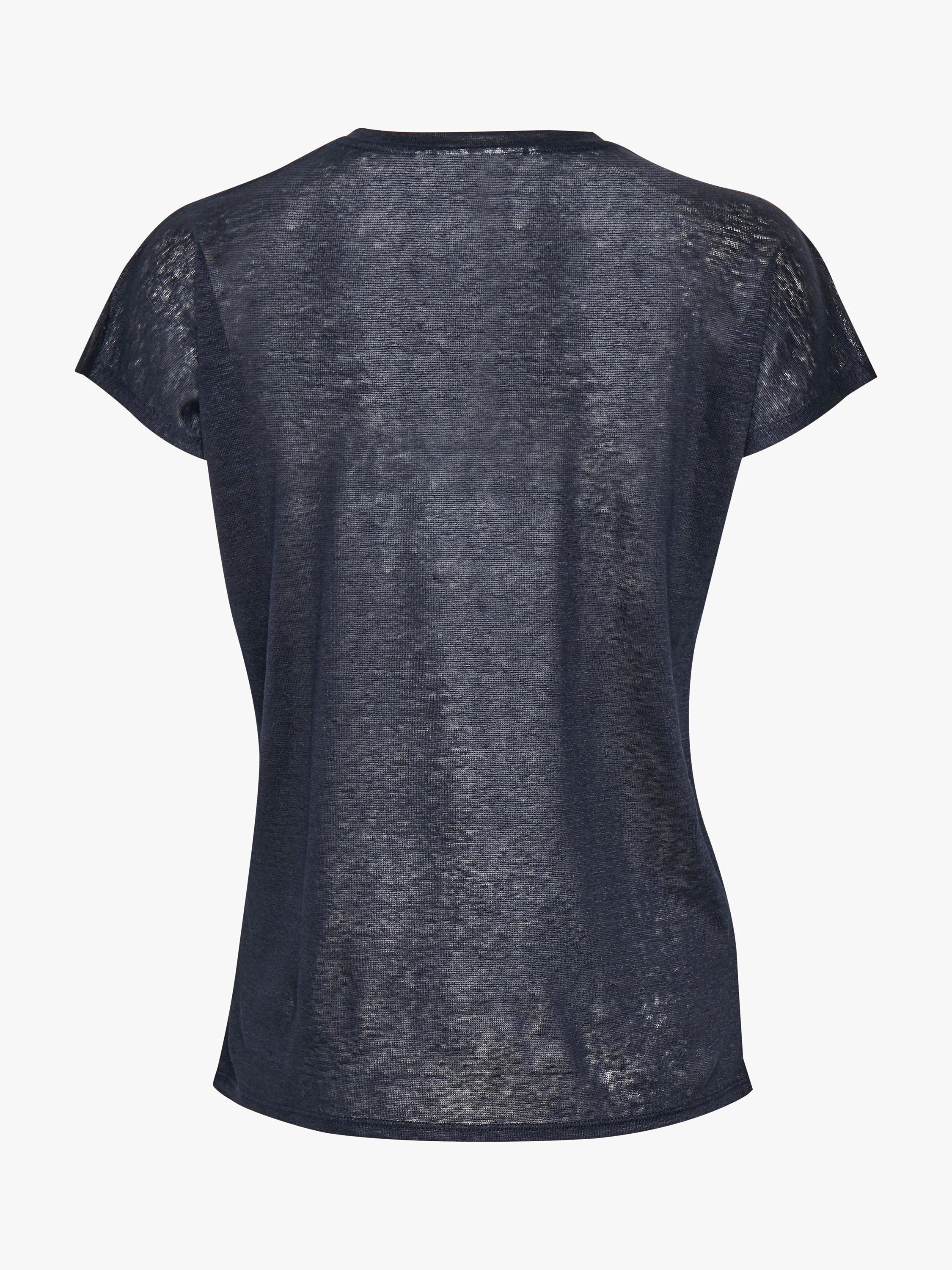 Product image 4 of 8, which shows InWear Faylinn V-Neck Linen T-Shirt, Marine Blue, XS
