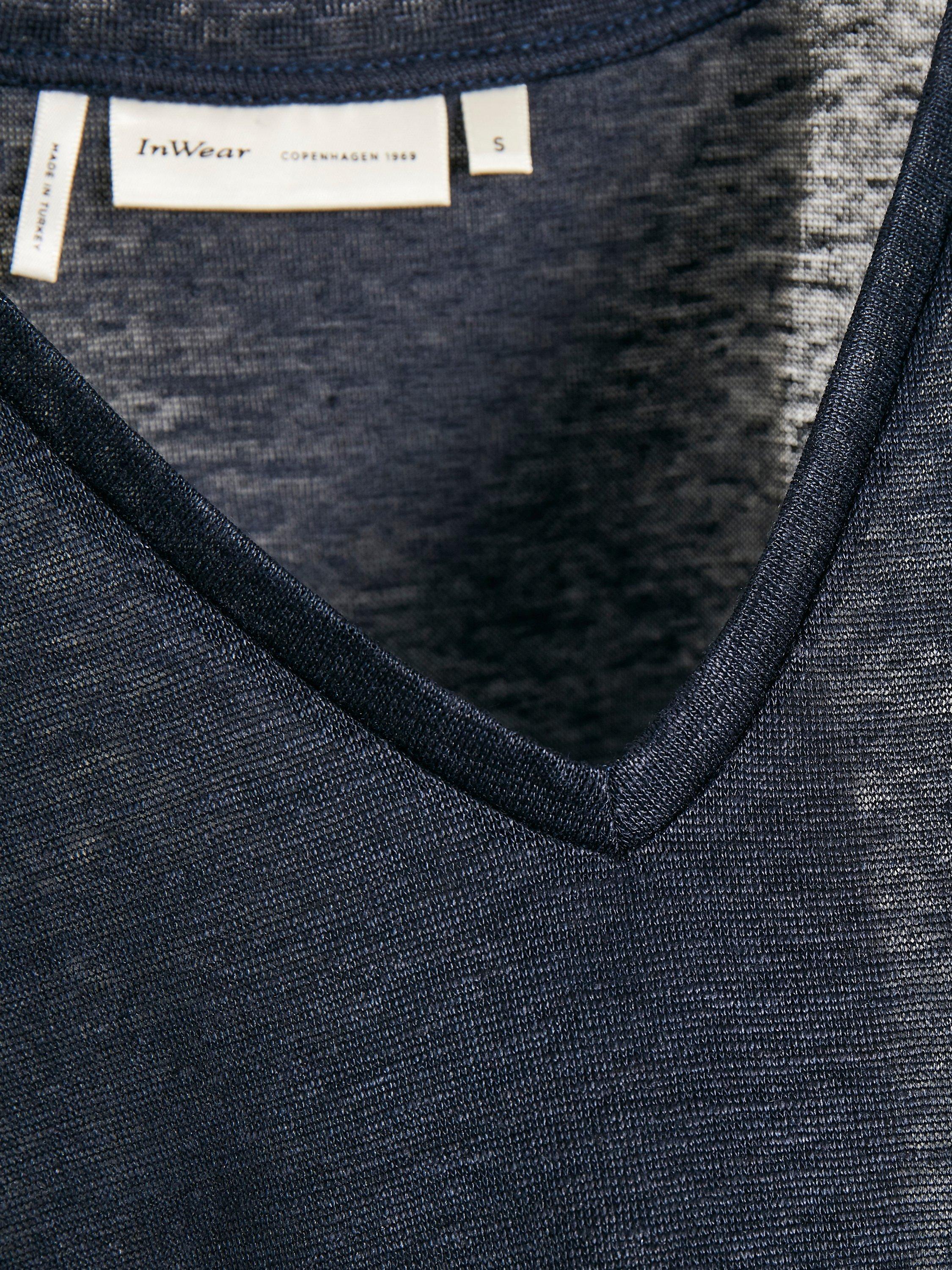 Product image 5 of 8, which shows InWear Faylinn V-Neck Linen T-Shirt, Marine Blue, XS