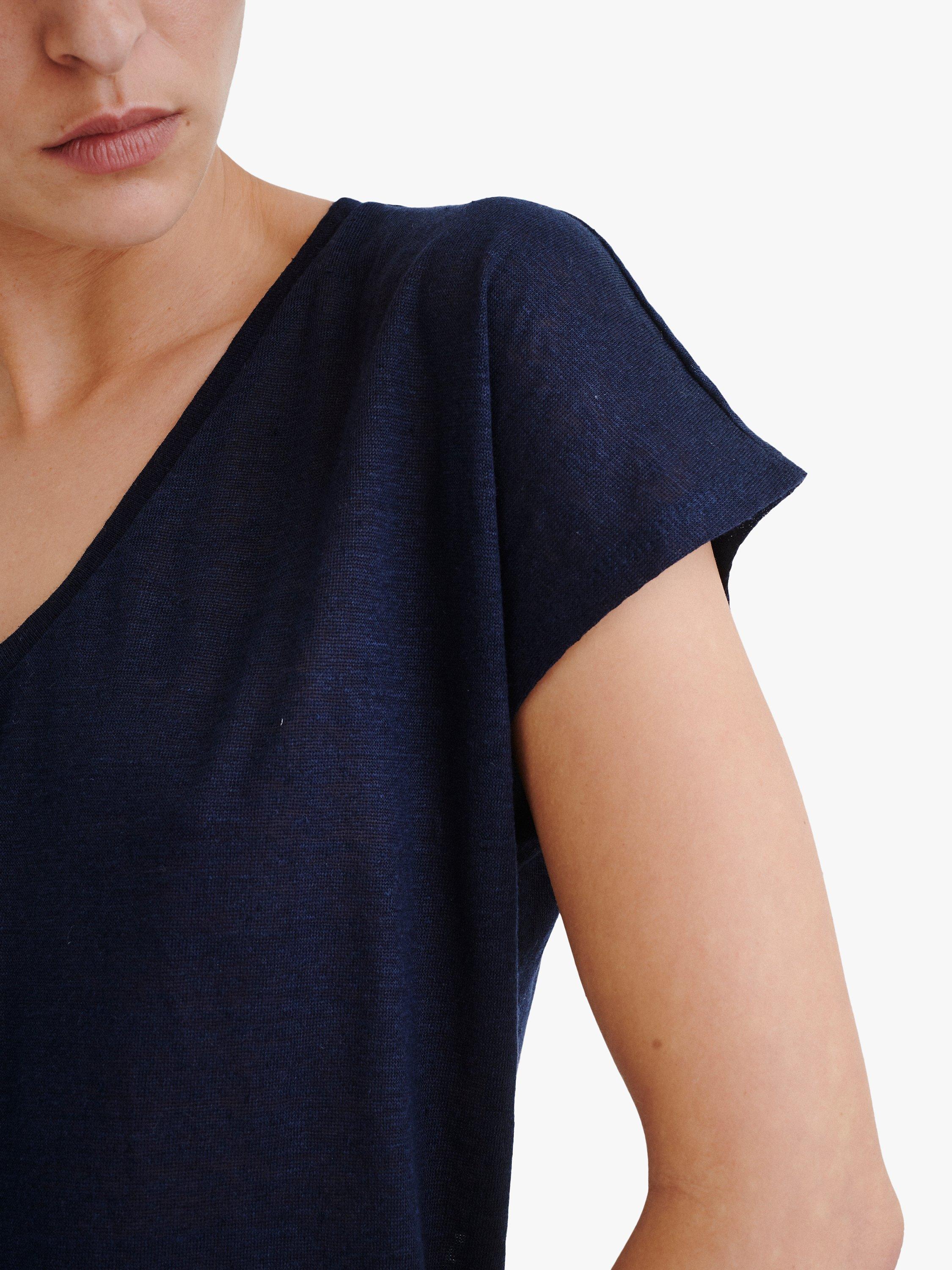 Product image 6 of 8, which shows InWear Faylinn V-Neck Linen T-Shirt, Marine Blue, XS