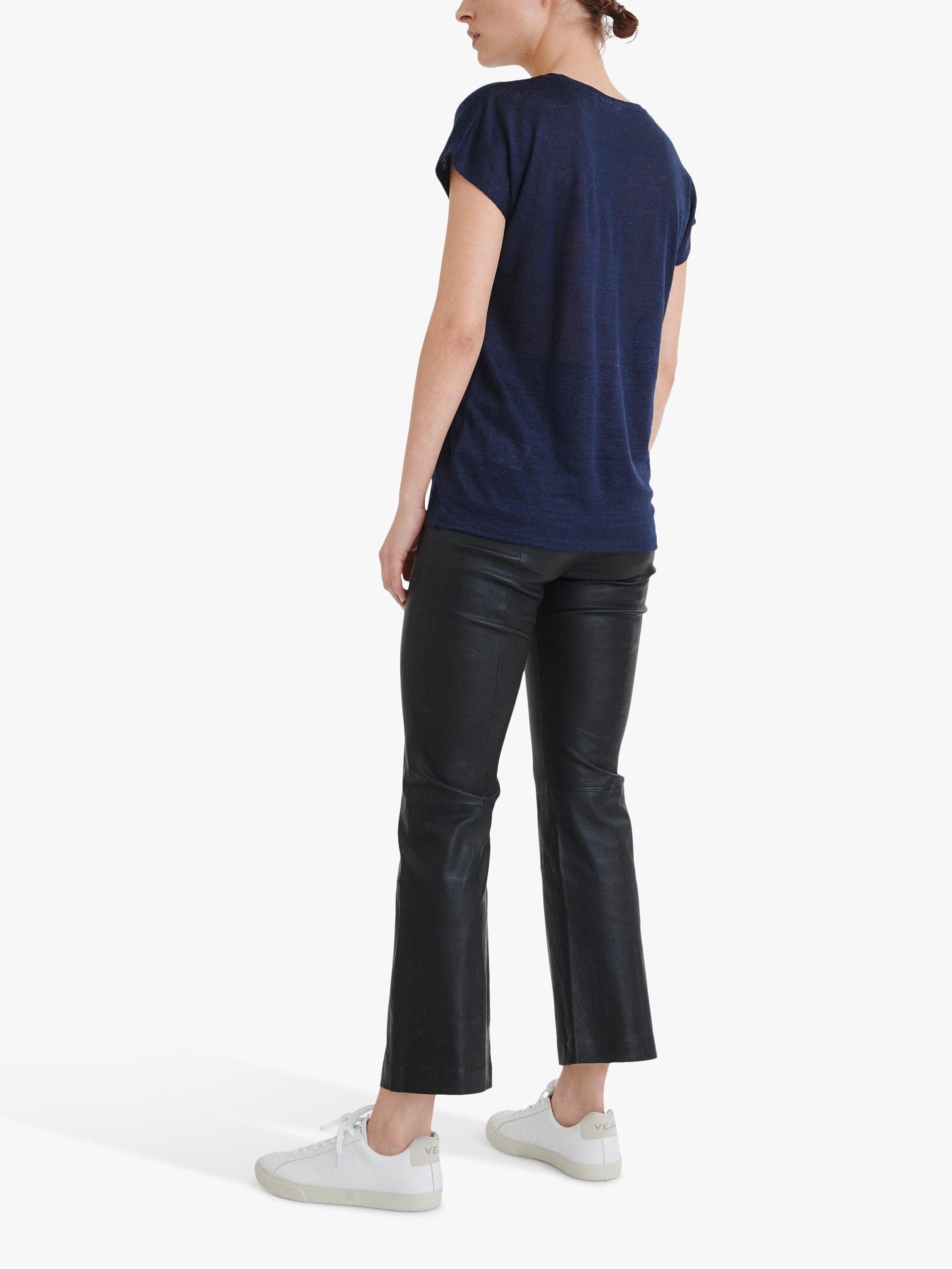 Product image 8 of 8, which shows InWear Faylinn V-Neck Linen T-Shirt, Marine Blue, XS