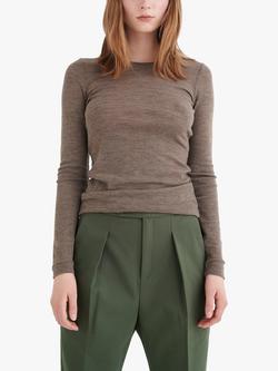 InWear Fang Long Sleeve Wool T-Shirt - view 2, Brown Melange