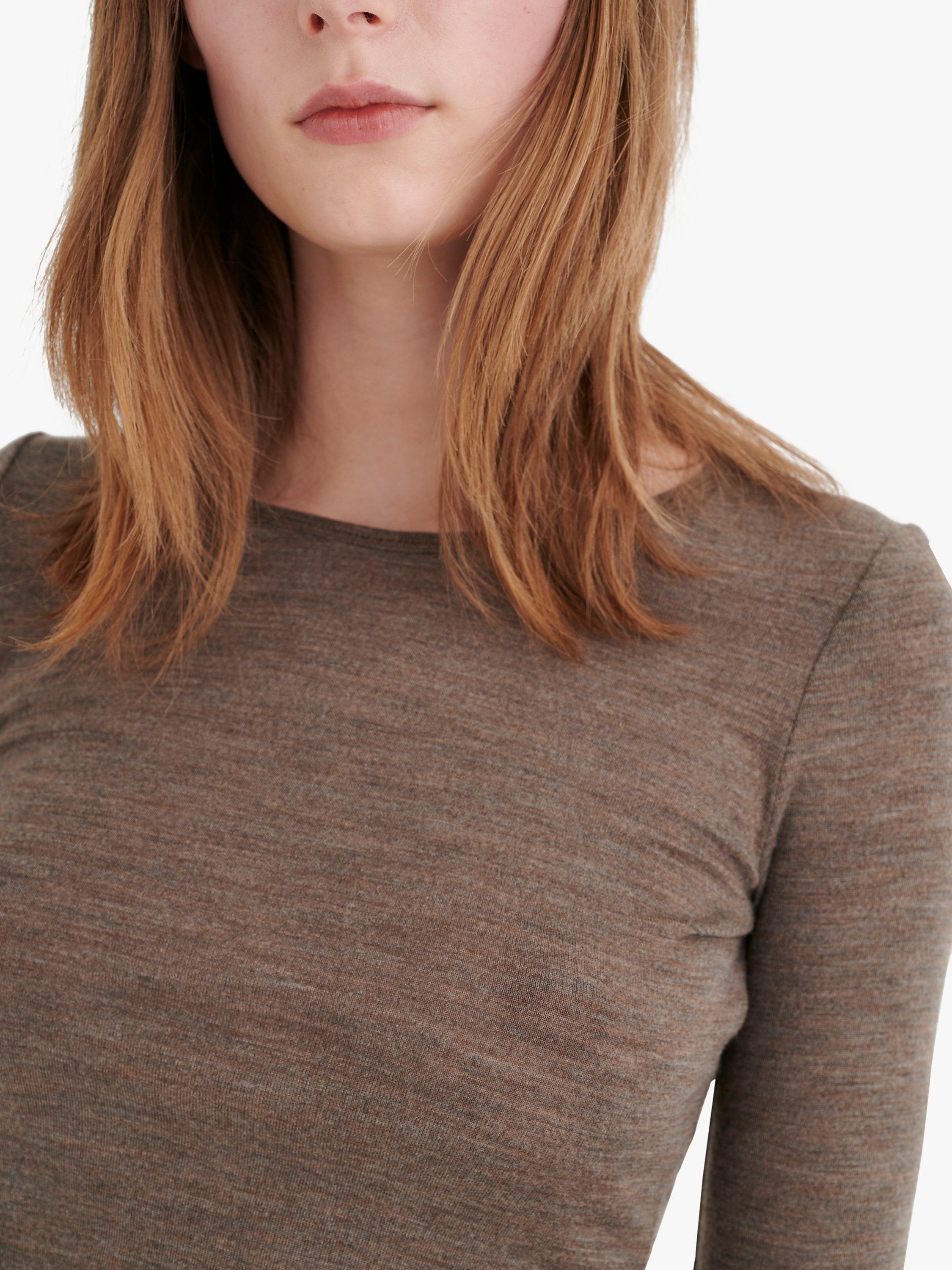 Product image 3 of 6, which shows InWear Fang Long Sleeve Wool T-Shirt, Brown Melange, XS