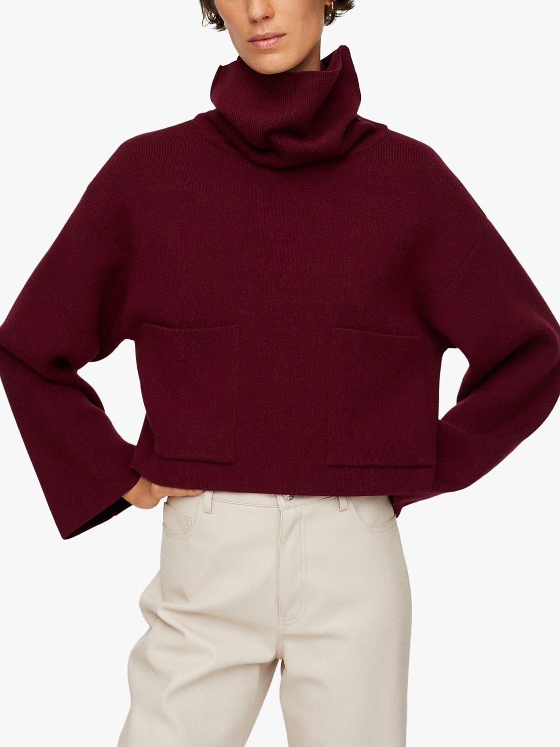 Mango Mini Roll Neck Jumper, Cherry
