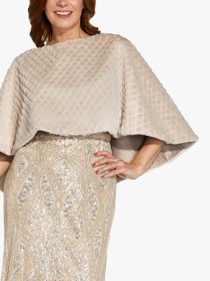 Adrianna Papell Faux Fur Cover Up, Marble, Marble