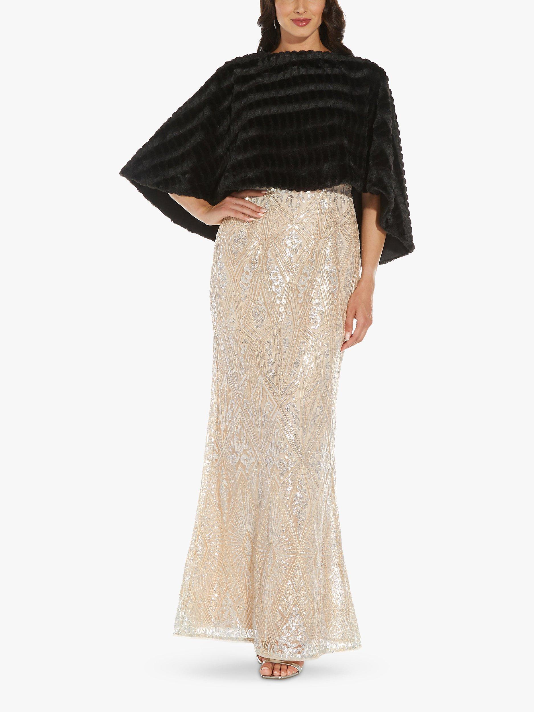 Product image 2 of 6, which shows Adrianna Papell Faux Fur Cover Up, Black, One Size