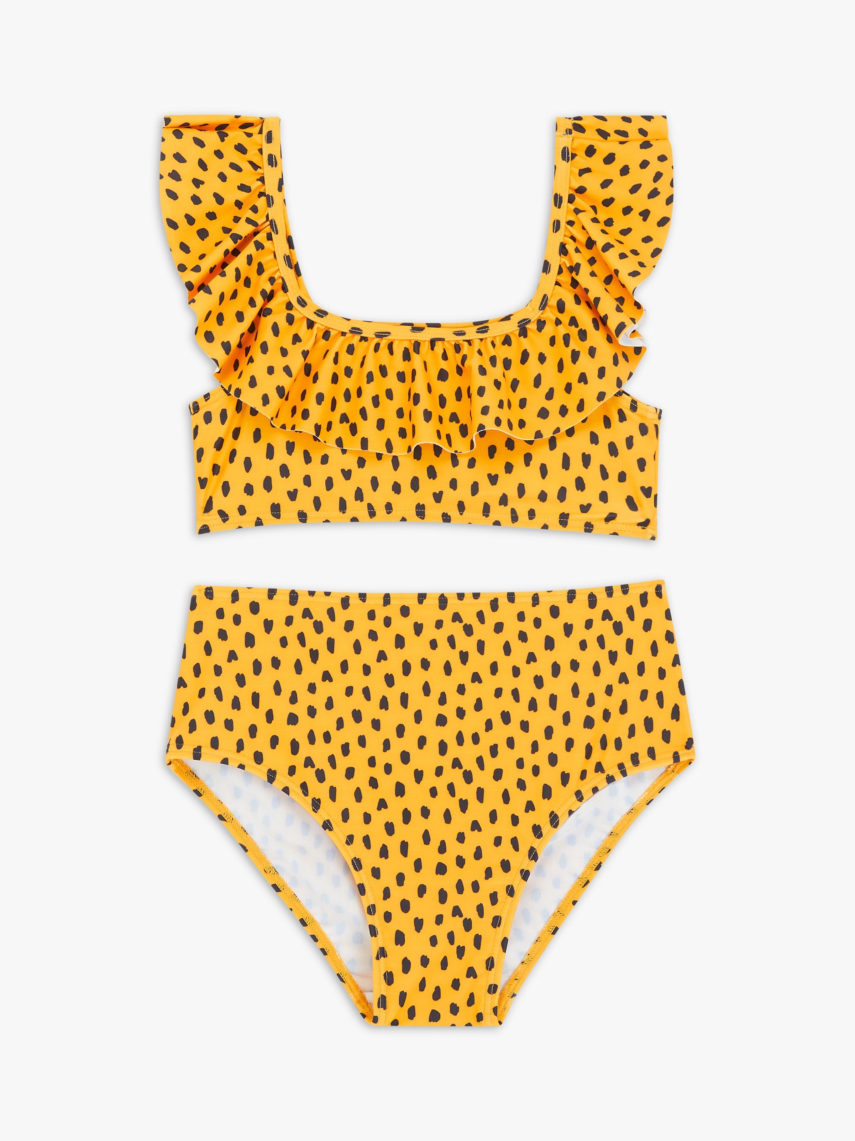 Product image 3 of 3, which shows John Lewis Kids' Animal Spot Bikini Set, Yellow/Multi, 8 years