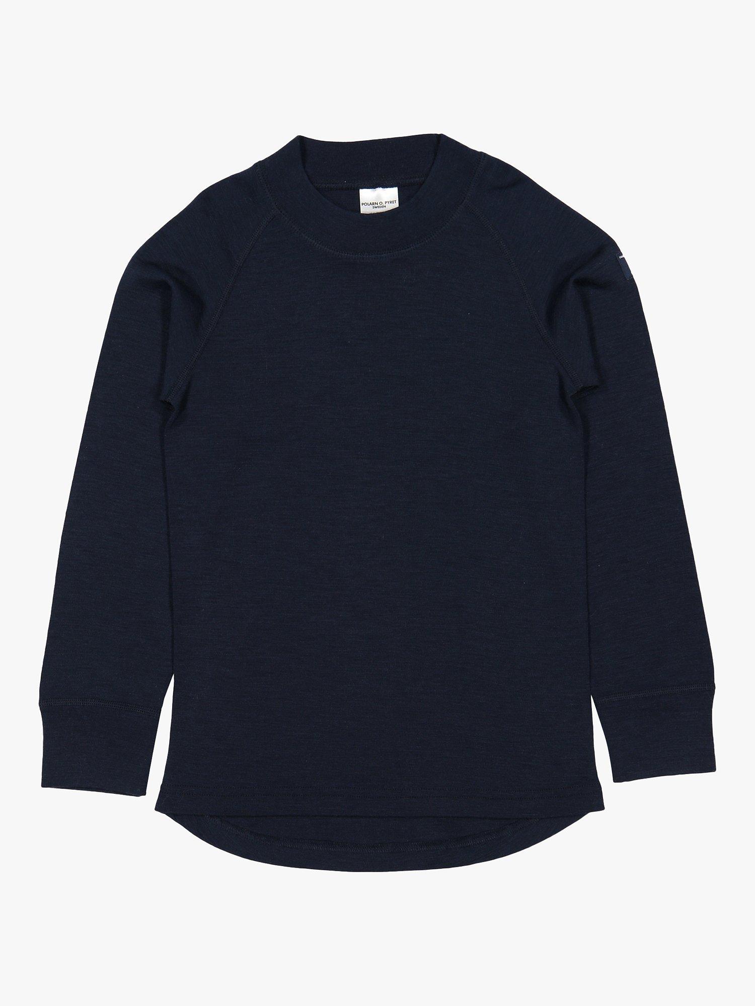 Product image 3 of 3, which shows Polarn O. Pyret Kids' Merino Wool Long Sleeve Top, Dark Sapphire, 1-2 years