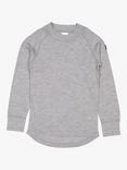 Polarn O. Pyret Kids' Merino Wool Long Sleeve Top, Grey Melange