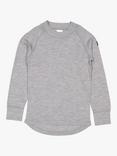 Polarn O. Pyret Kids' Merino Wool Long Sleeve Top, Grey Melange
