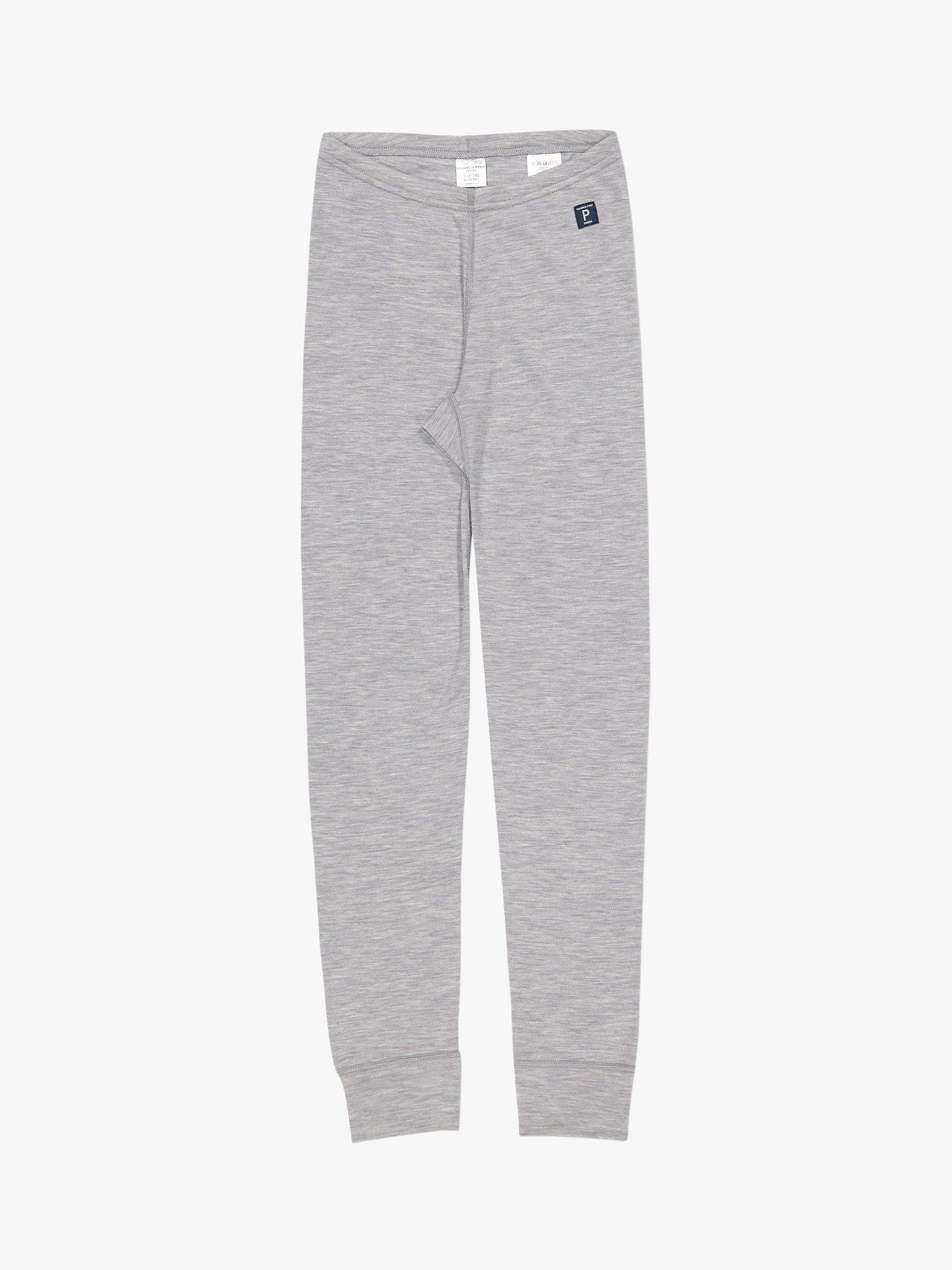 Product image 1 of 1, which shows Polarn O. Pyret Kids' Merino Wool Long Johns, Grey, 0-2 months