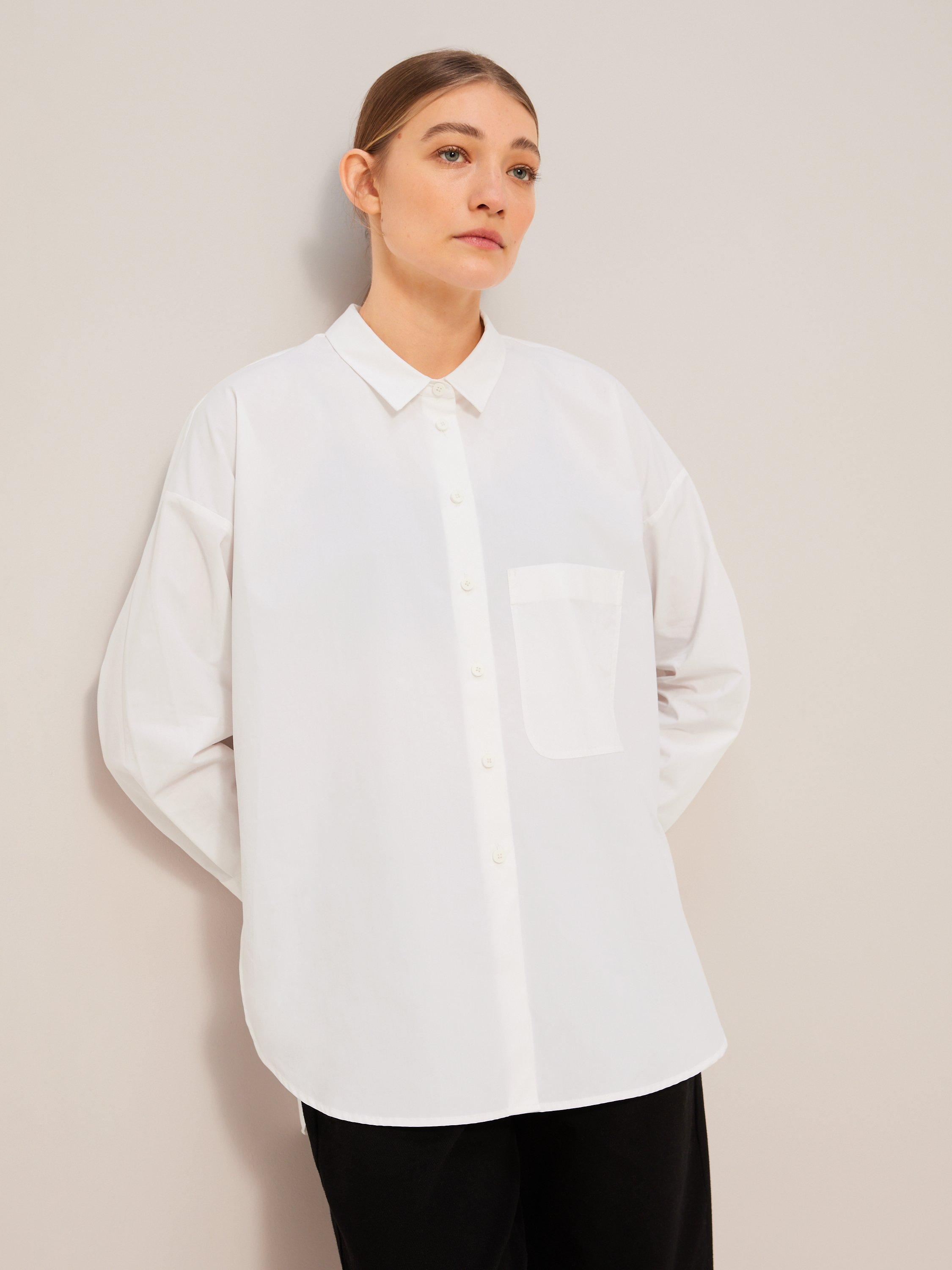 Kin Oversized Plain Patch Pocket Cotton Shirt, White, 20