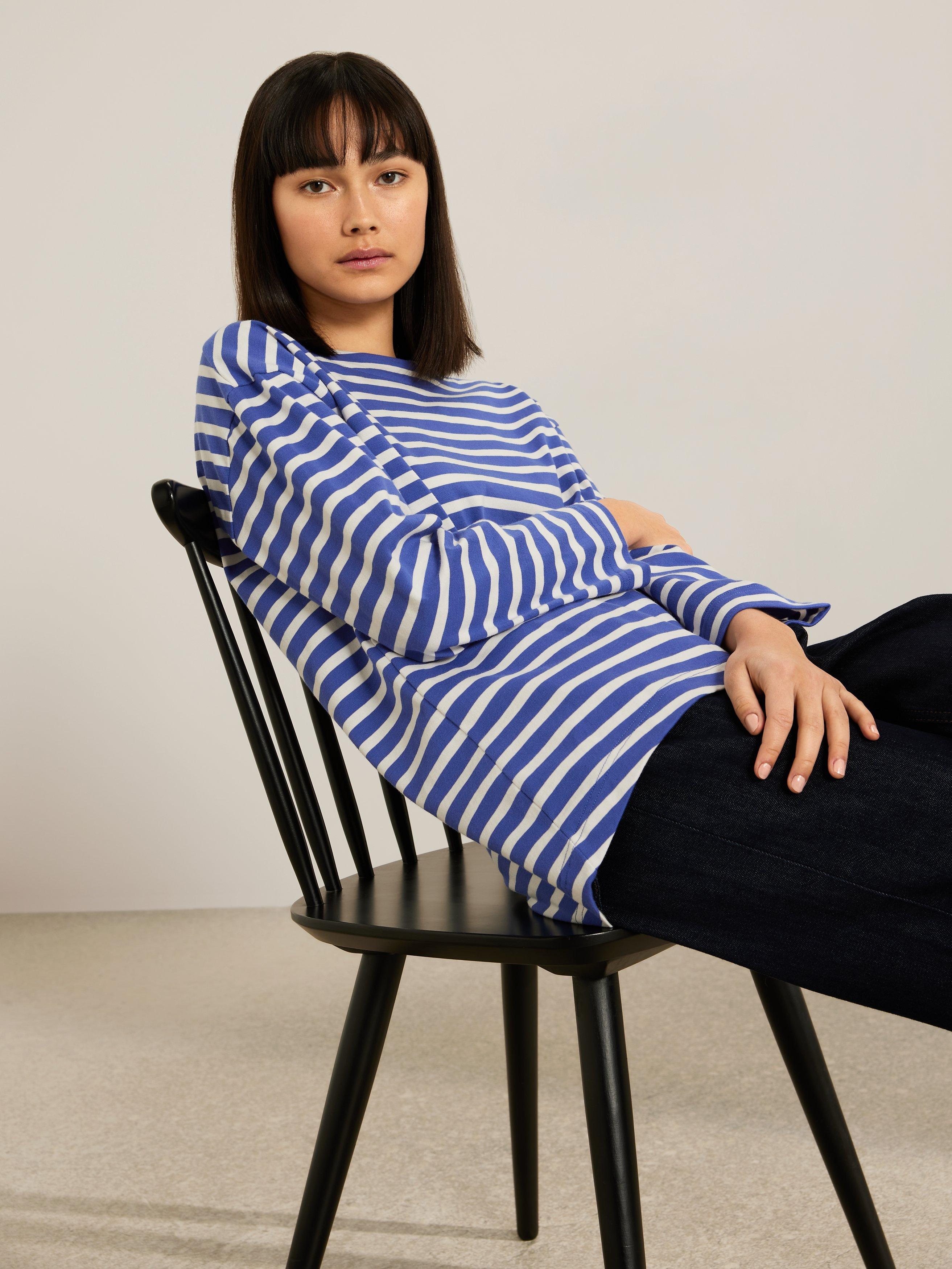 Kin Breton Stripe Jersey Top, Cobalt/White