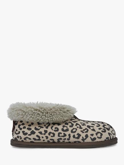 Celtic & Co. Sheepskin Bootee Slippers, Leopard, Leopard
