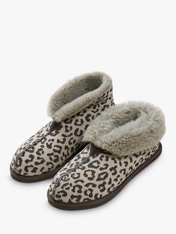 Celtic & Co. Sheepskin Bootee Slippers, Leopard - view 2, Leopard