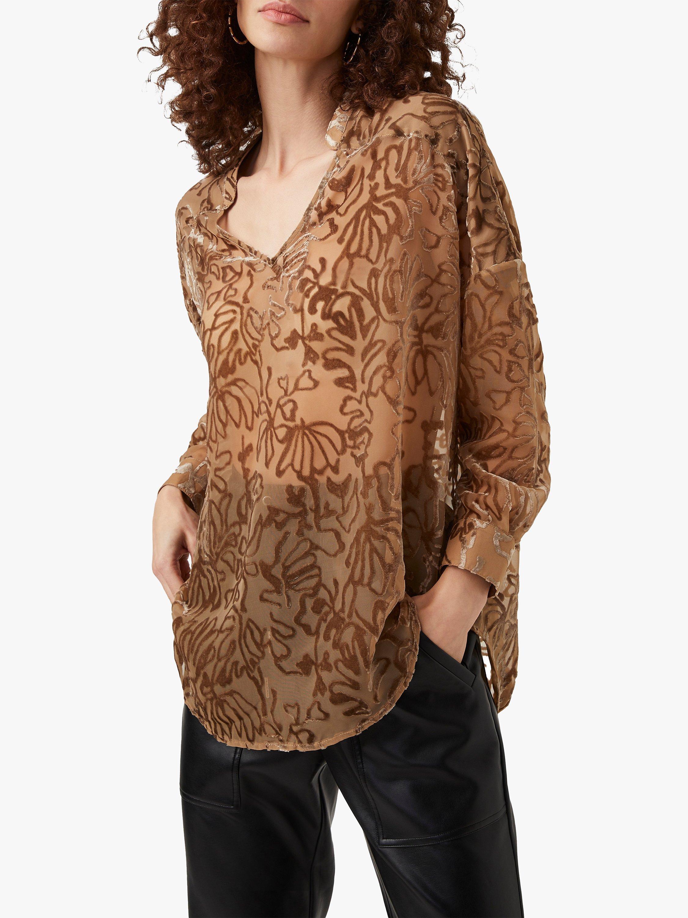 French Connection Gemna Devore Top, Camel