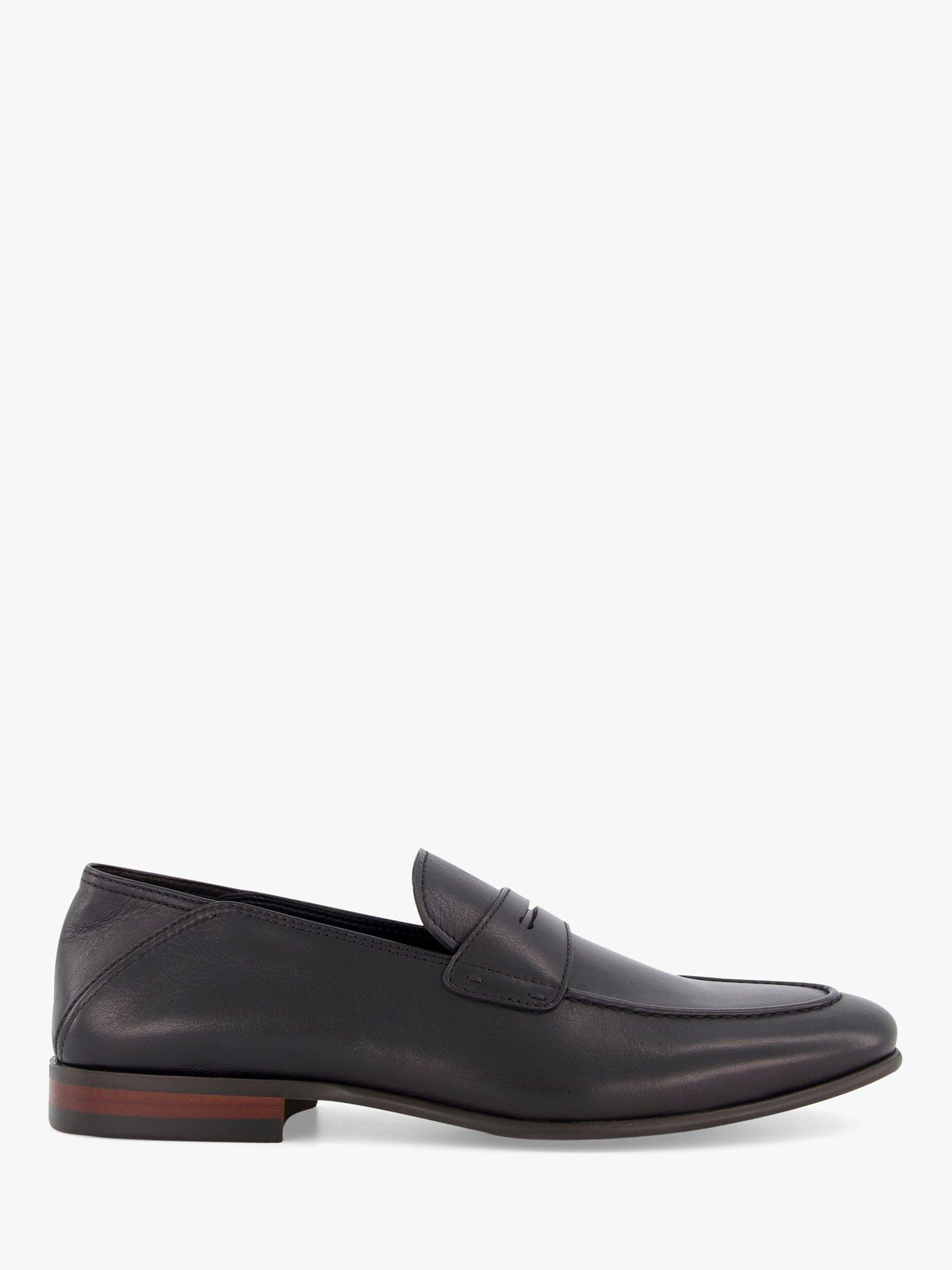 Dune Sync Leather Collapsible Heel Penny Loafer, Black-leather