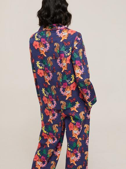 Their Nibs Tropical Tigers Pyjama Set, Navy - view 2, Navy