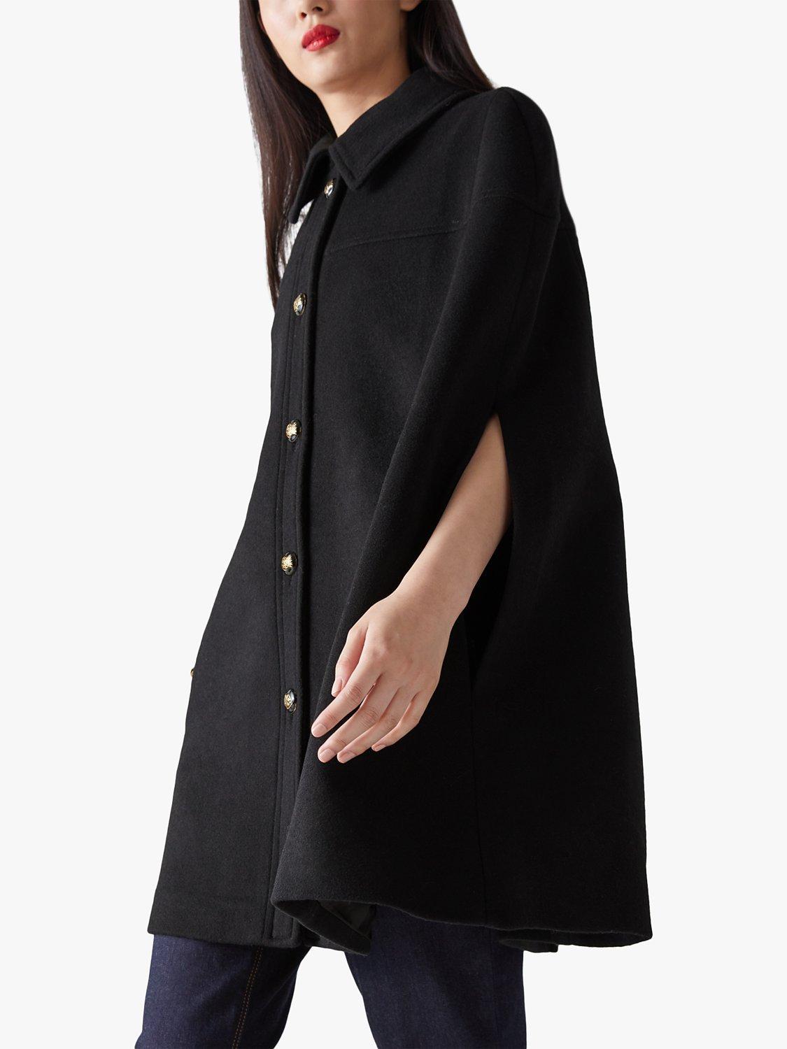 L.K.Bennett Marseille Wool Blend Cape Coat, Black