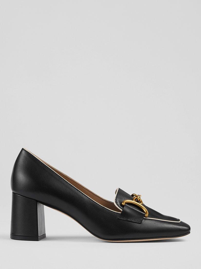 L.K.Bennett Samantha Leather Snaffle-Detail Court Shoes, Black