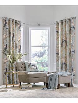 Laura Ashley Belvedere Pair Lined Eyelet Curtains, Duck Egg