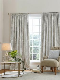 Laura Ashley Josette Pair Blackout Lined Pencil Pleat Curtains, Dove Grey