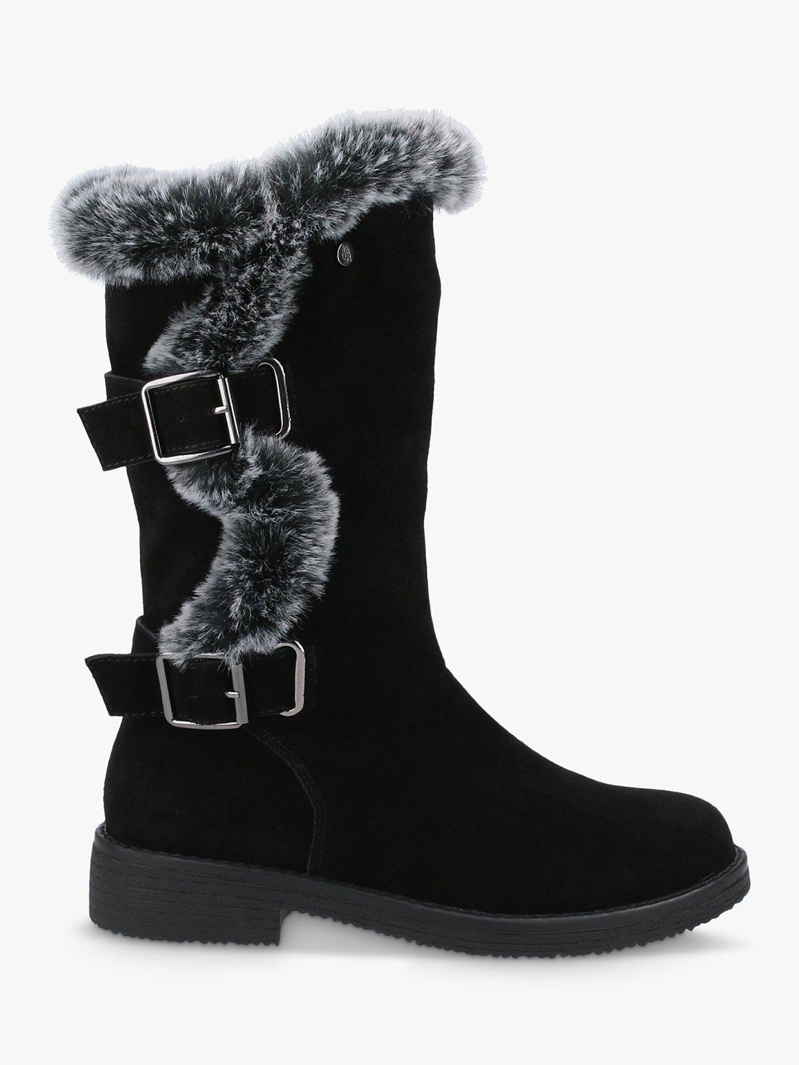 Hush Puppies Megan Suede Faux Fur Buckle Detail Calf Boots