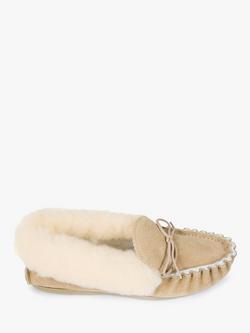 Celtic & Co. Plain Lounger Hard Sole Moccasin Slippers, Camel