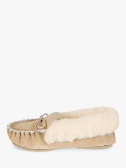 Celtic & Co. Plain Lounger Hard Sole Moccasin Slippers - view 2, Camel