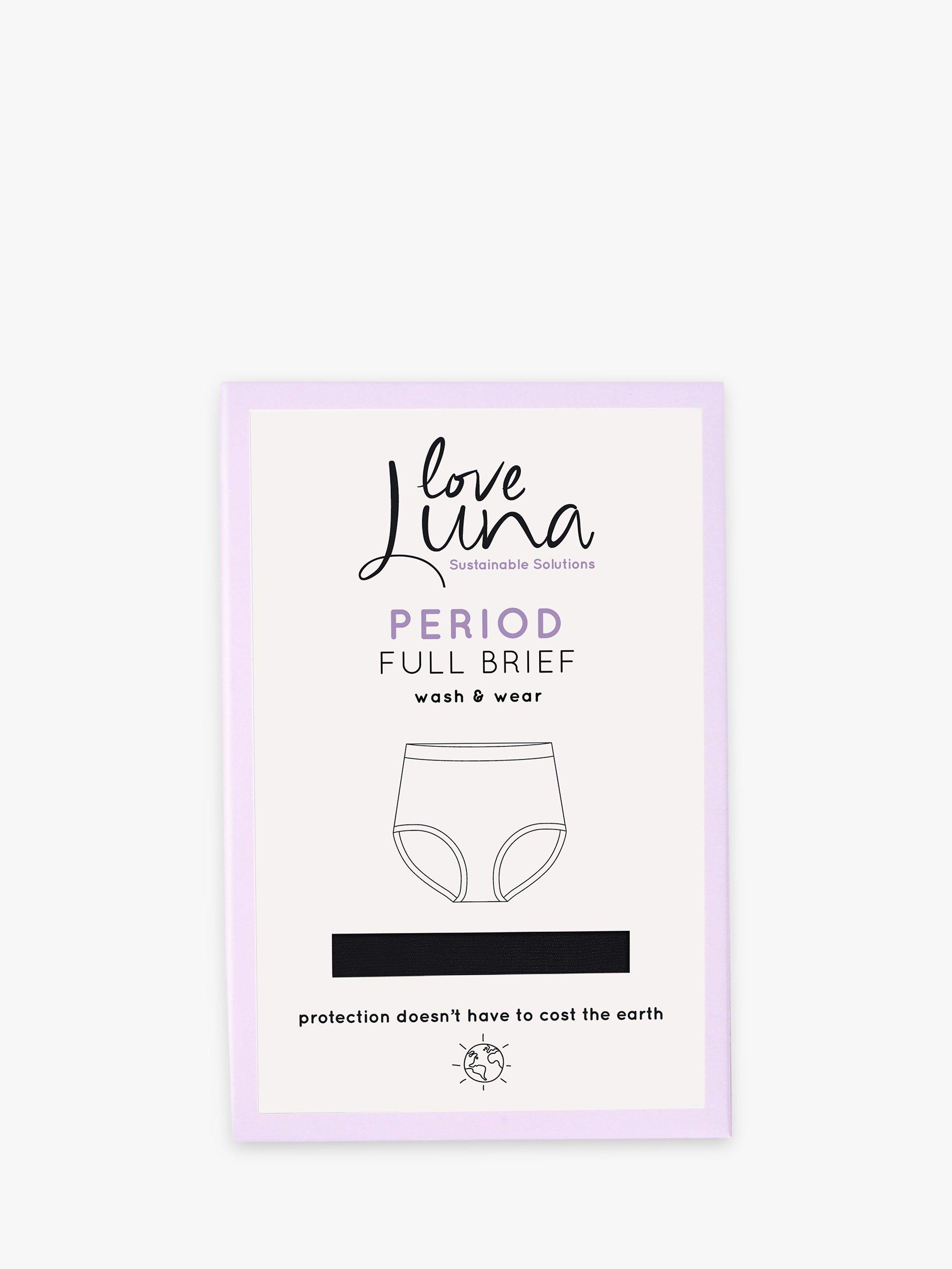 Product image 4 of 5, which shows Love Luna Period Proof Full Briefs, Black, 10-12