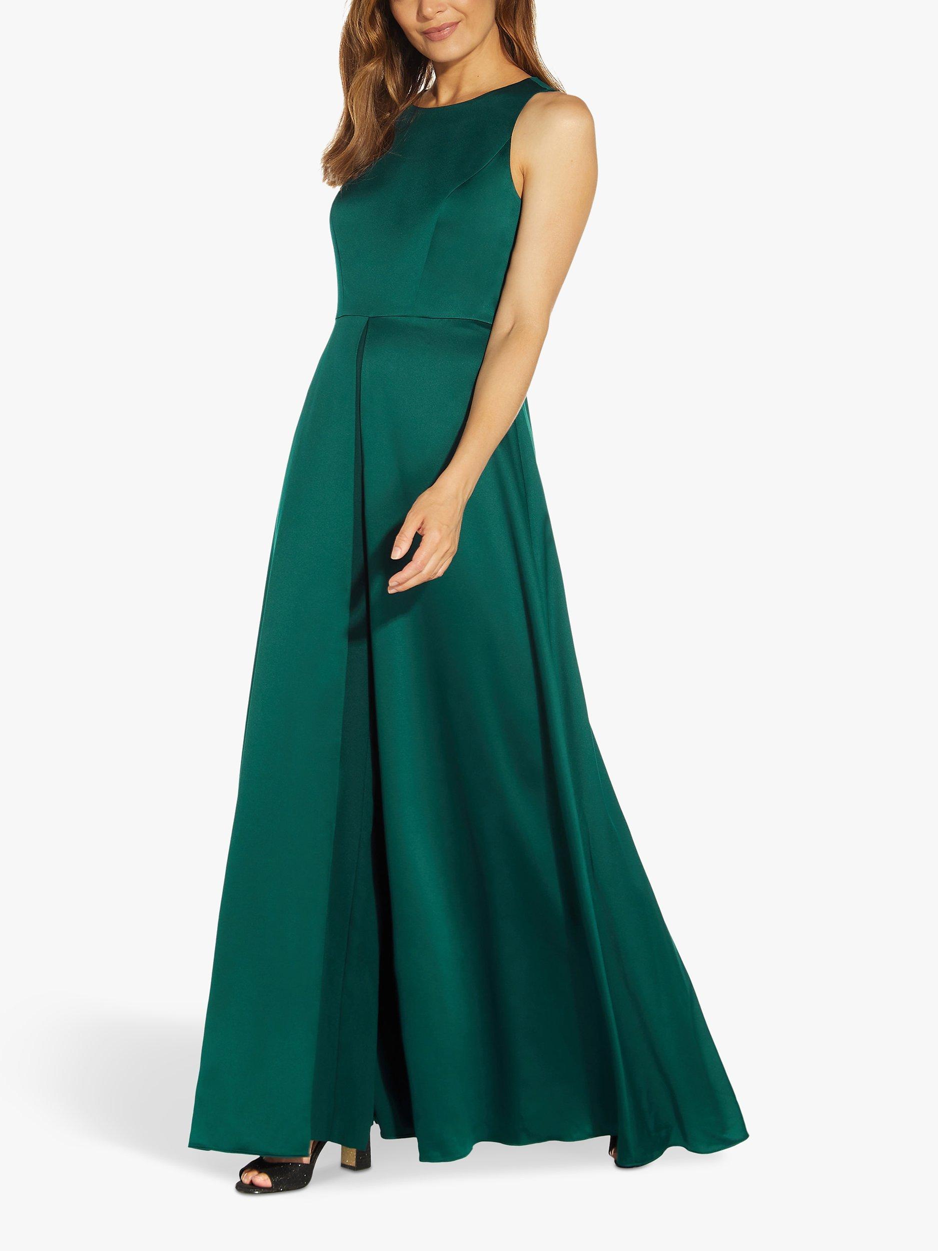 Adrianna Papell Satin Crepe Skirt Overlay Jumpsuit, Dark Jade