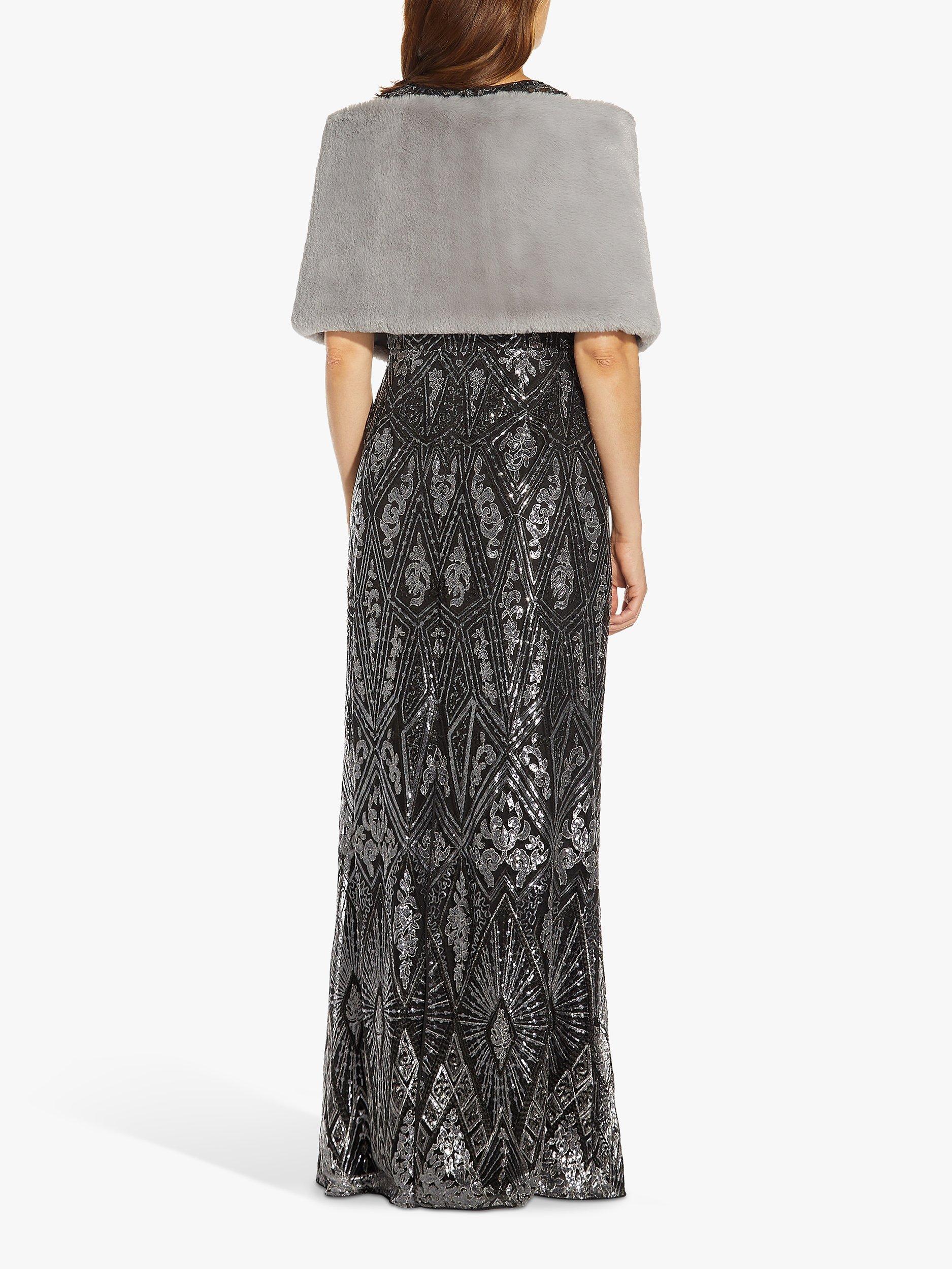 Product image 3 of 6, which shows Adrianna Papell Faux Fur Stole, Silver Grey, One Size