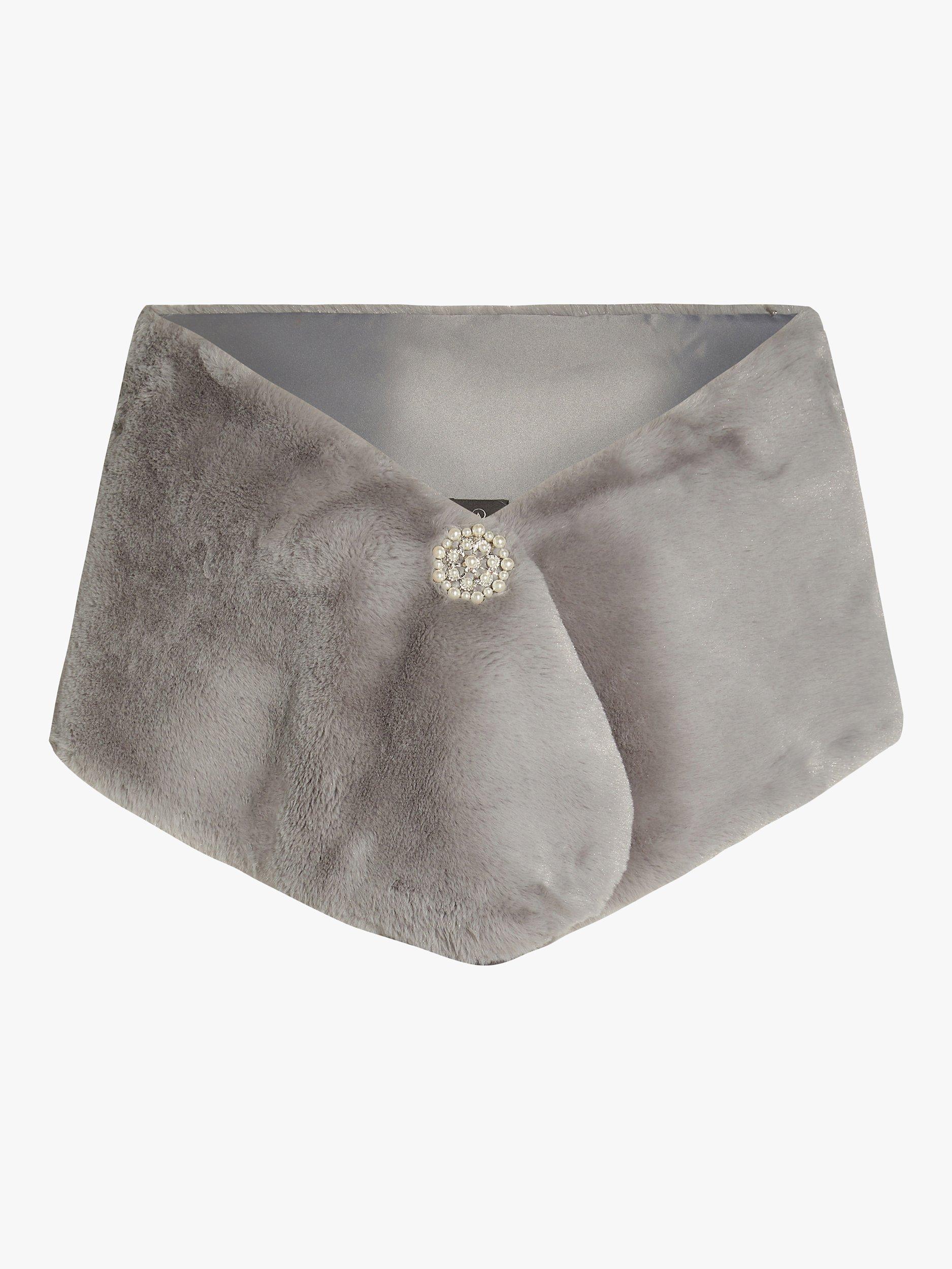 Product image 5 of 6, which shows Adrianna Papell Faux Fur Stole, Silver Grey, One Size