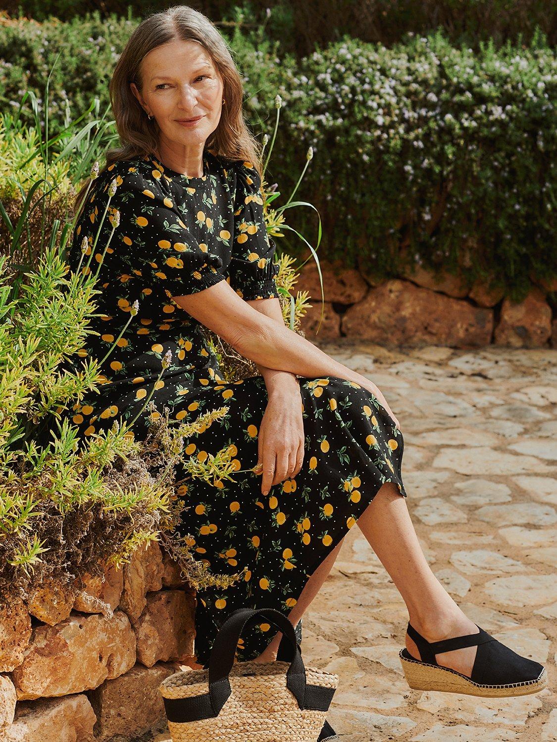 John Lewis ANYDAY Lemon Midi Dress, Black