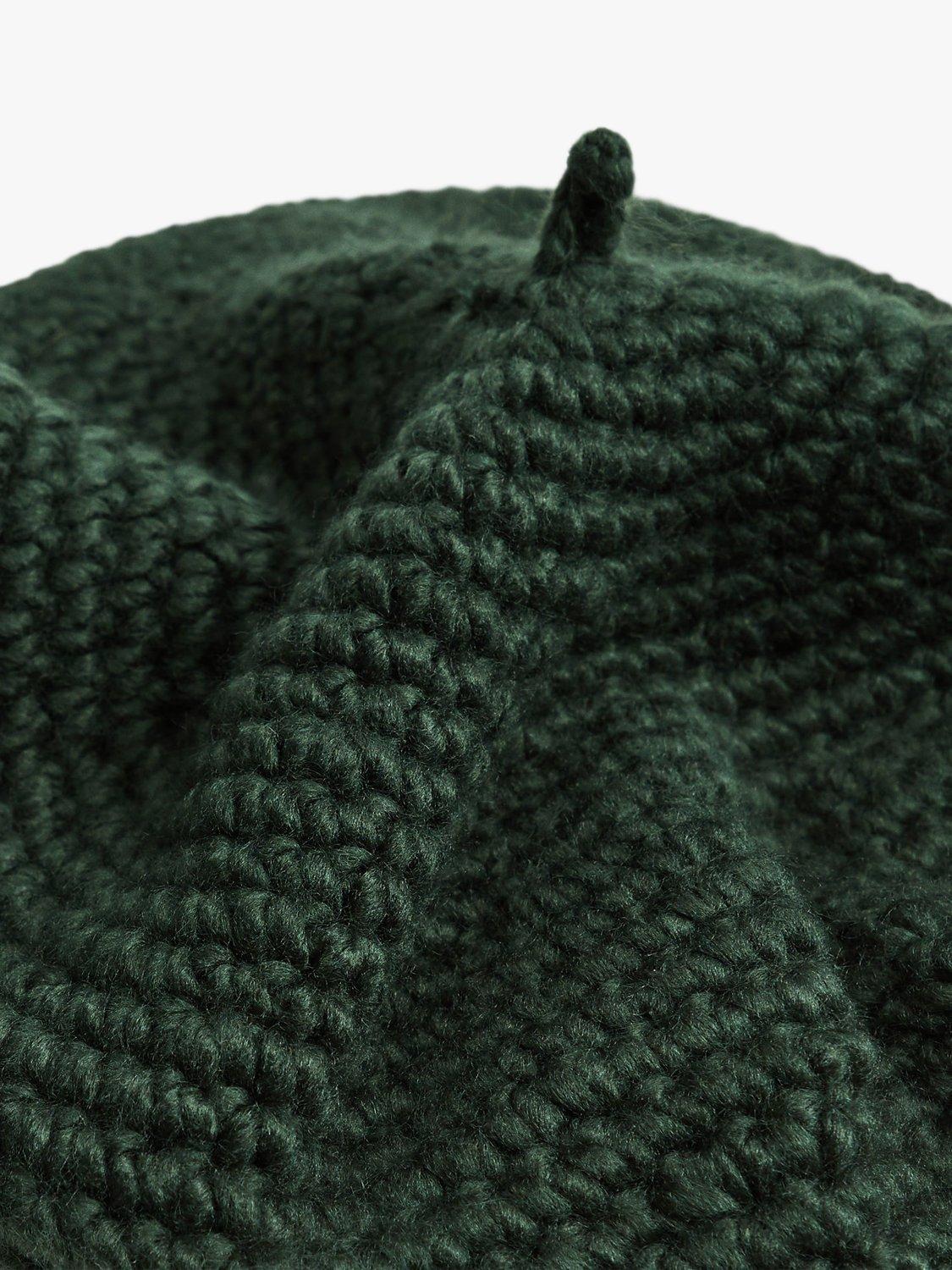 Mango Chunky Knit Beret, Green, One Size