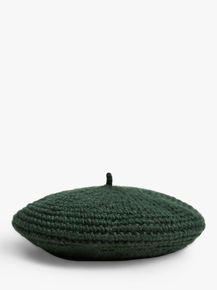 Mango Chunky Knit Beret, Green