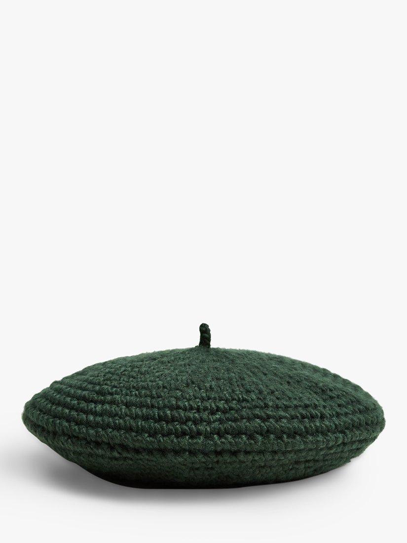 Mango Chunky Knit Beret, Green, One Size