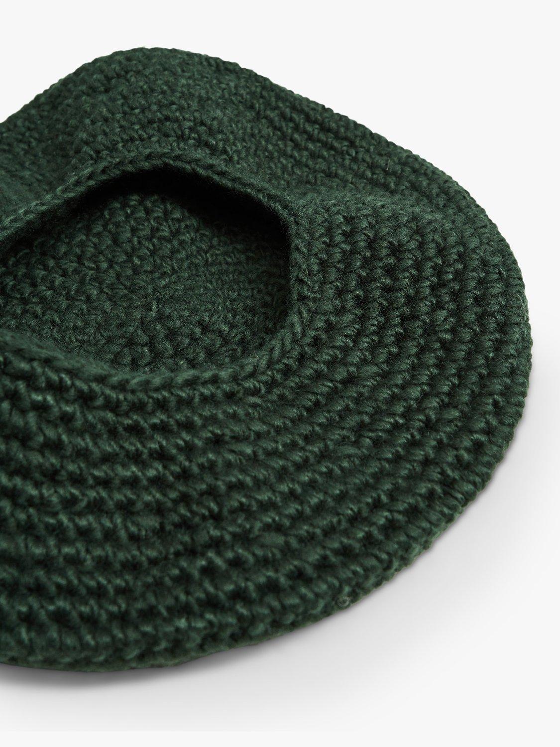 Mango Chunky Knit Beret, Green, One Size