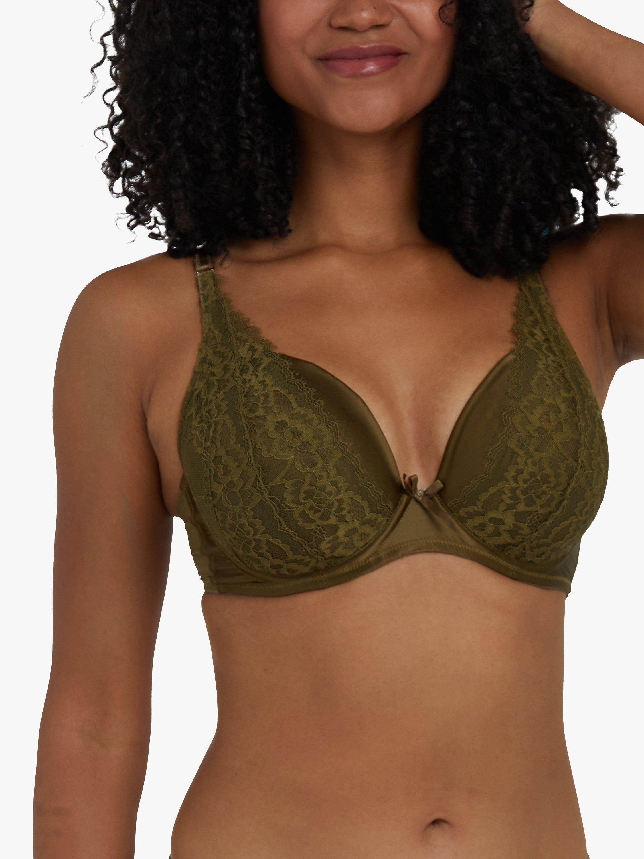 Deja Day Sophia Plunge Push Up Bra, Olive