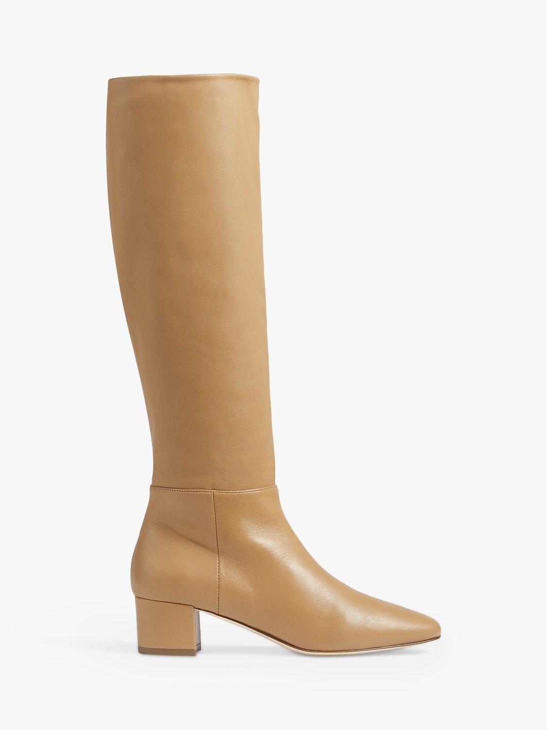 L.K.Bennett Karen Leather Knee-High Boots, Camel, 2