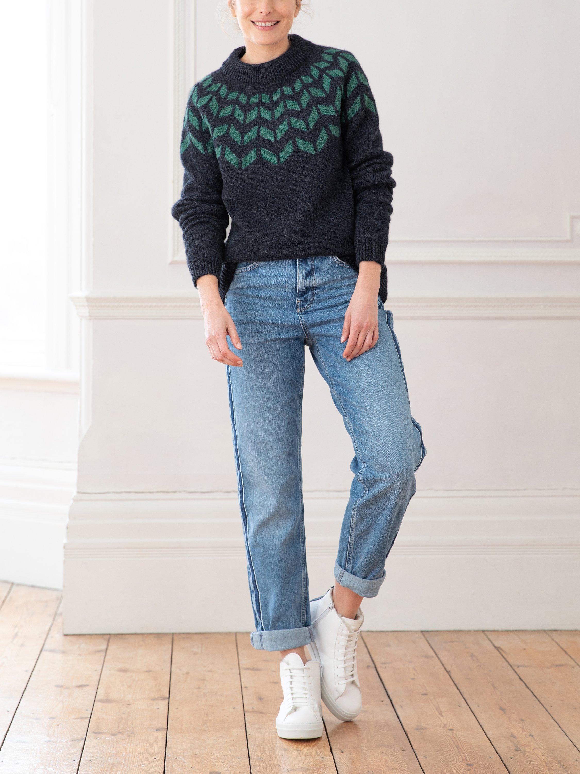 Celtic & Co. Chevron Yoke Wool Jumper, Navy/Sea Green