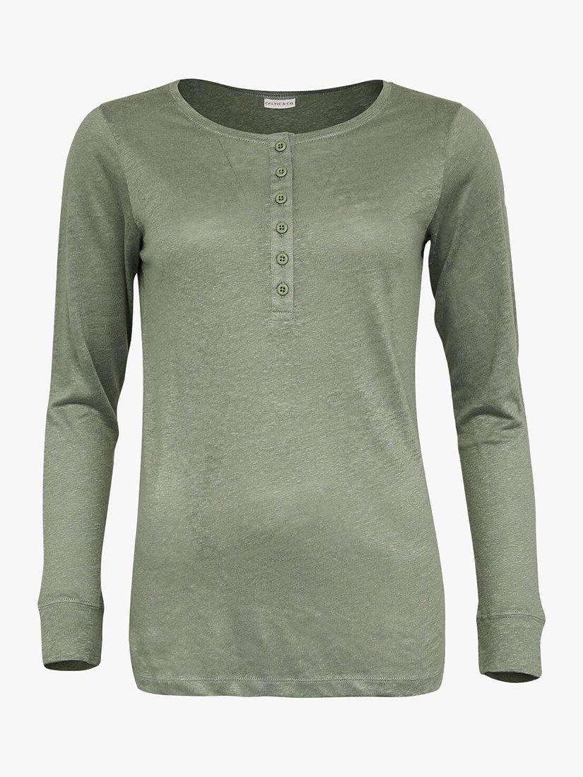 Celtic & Co. Linen Henley Top, Sage