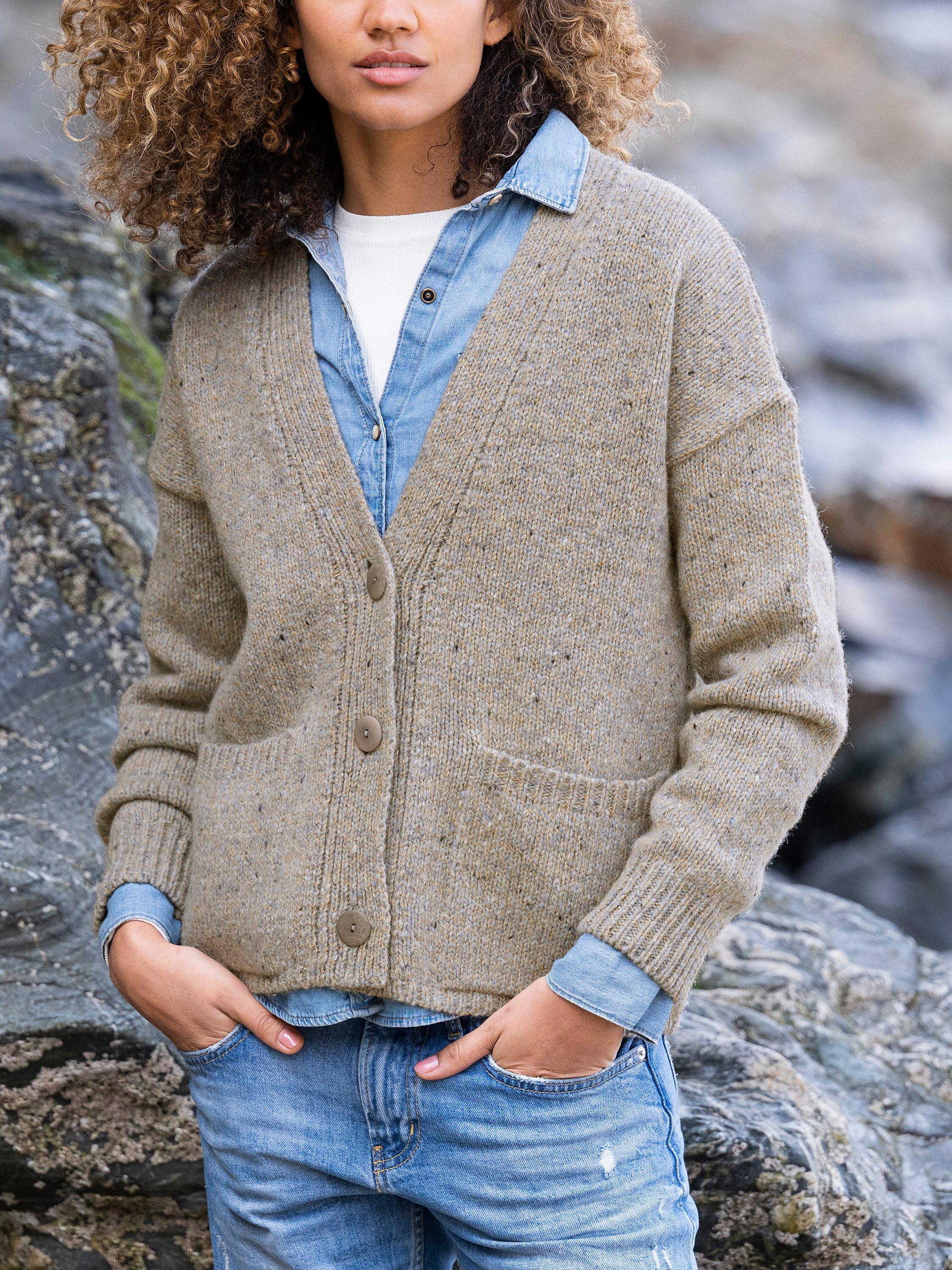 Celtic & Co. Textured Yarn Cardigan, Fossil