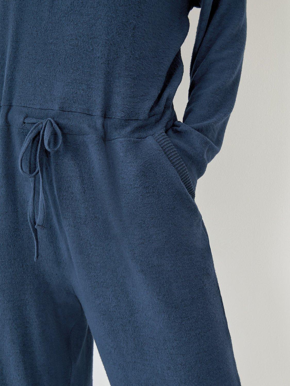 Product image 5 of 5, which shows HUSH Elle V-Neck Onesie, Midnight Navy, XL