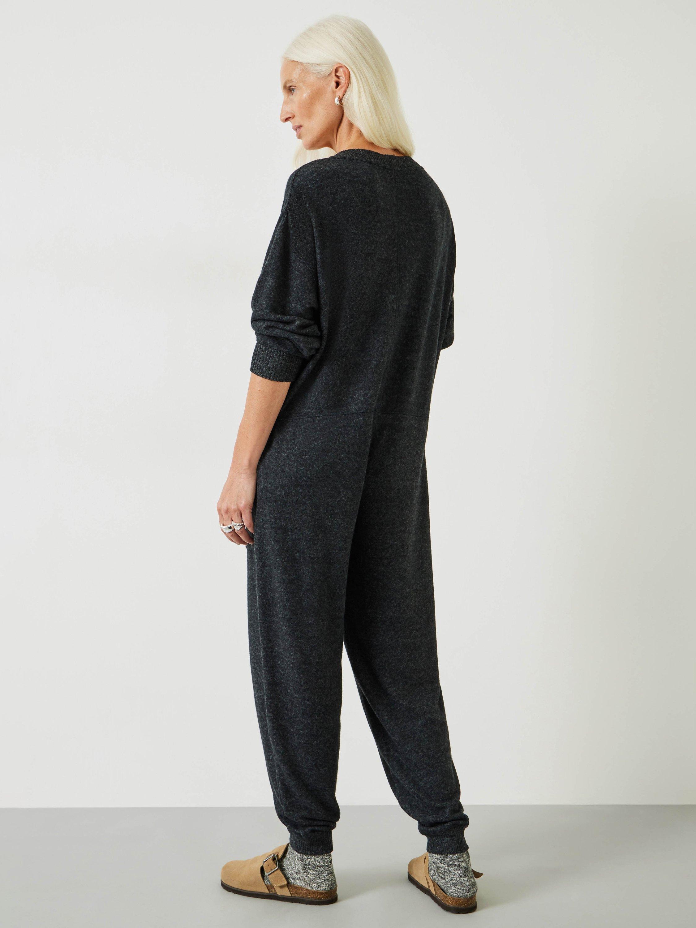 Product image 3 of 5, which shows HUSH Elle Oversized Fleece Onesie, Charcoal Marl, XXS